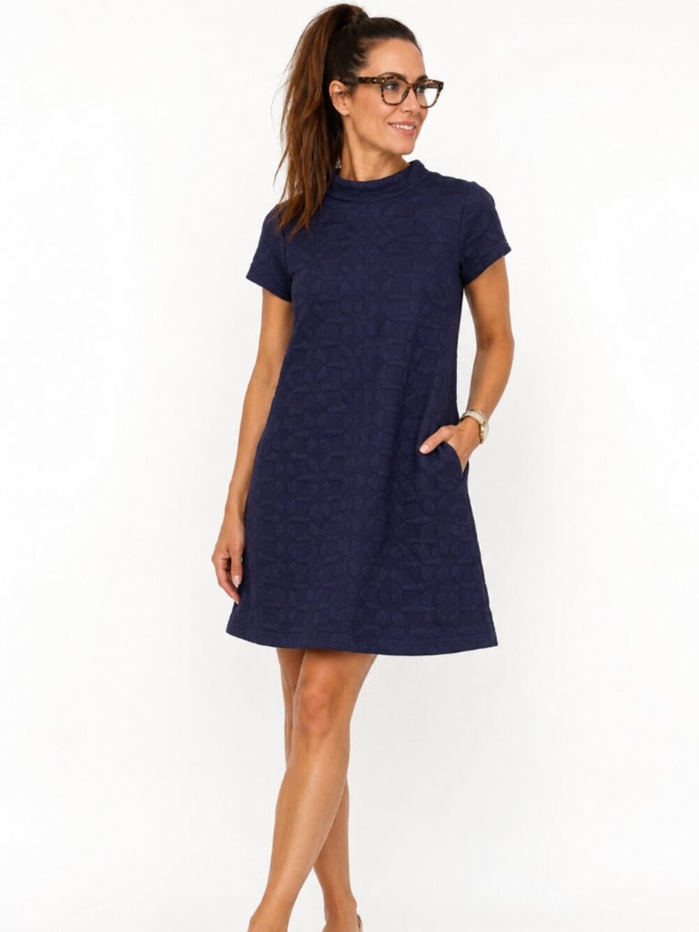 Sophisticated! Tabitha Petite by Anthropologie Navy Textured Knit Dress - SP
